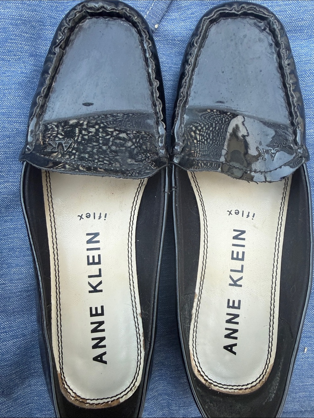 Anne Klein Black Patent Leather Loafers - iFlex